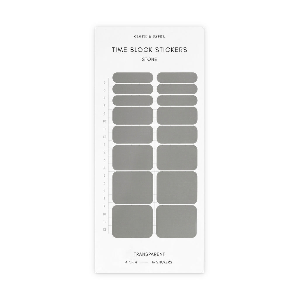 Stone grey time block stickers displayed on a white background.