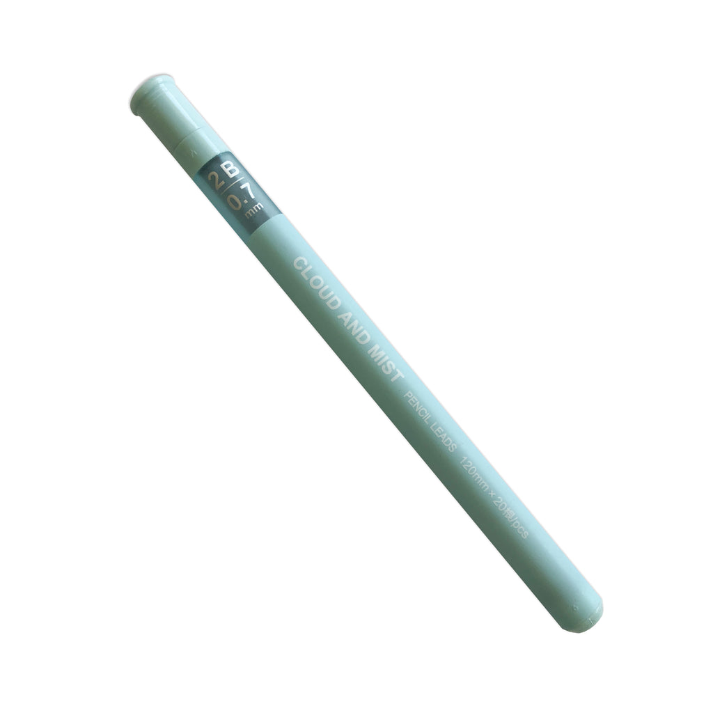 Cloud and Mist Pencil Leads, Blue, Cloth and Paper. Light blue pencil lead case tilted slightly to the left on a white background