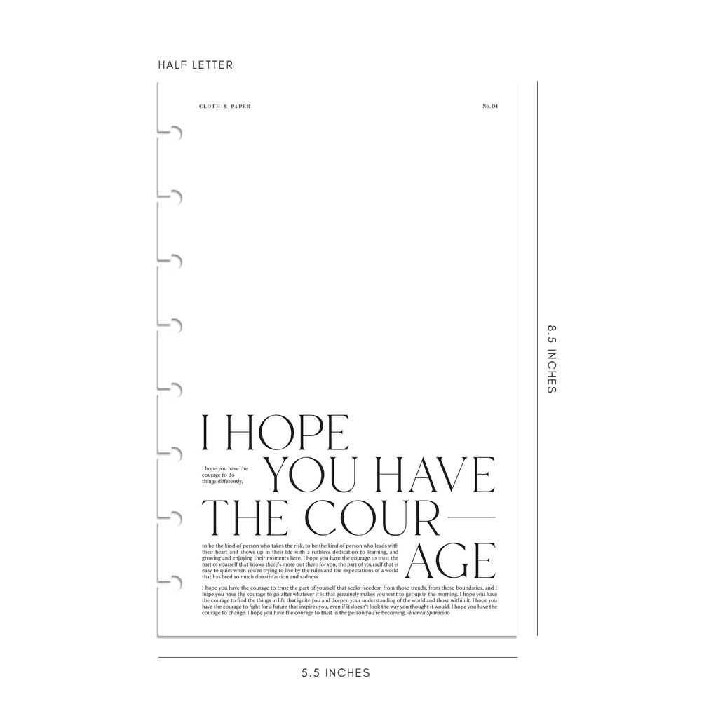 Courage Planner Dashboard Half Letter 8-Disc Punch