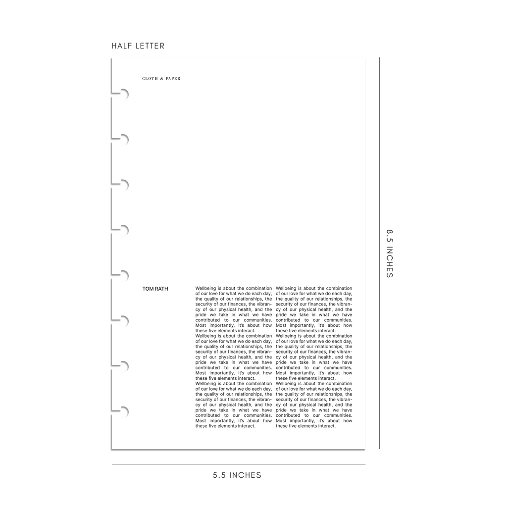 Half Letter 8-Disc Punch Crosshatch Planner Dashboard