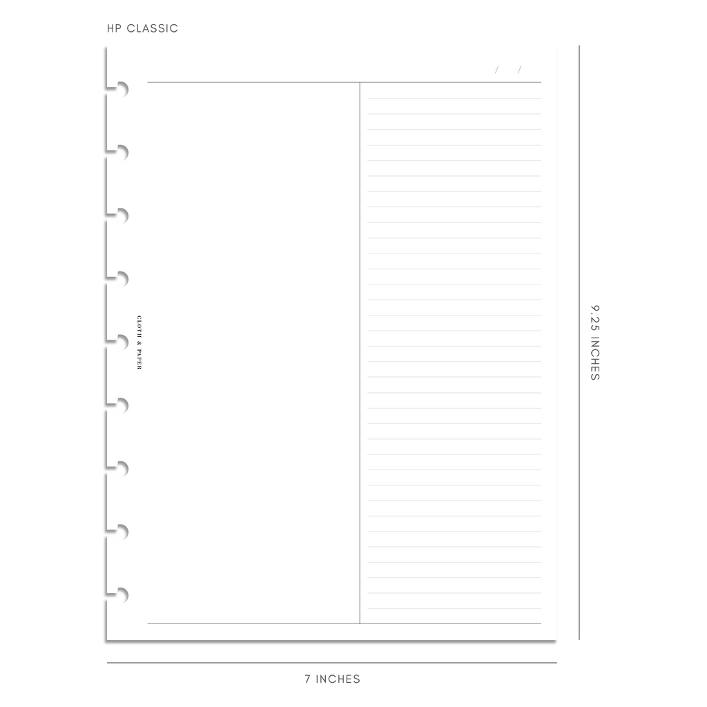 HP Classic Duo Notes Planner Inserts | Blank + Lined