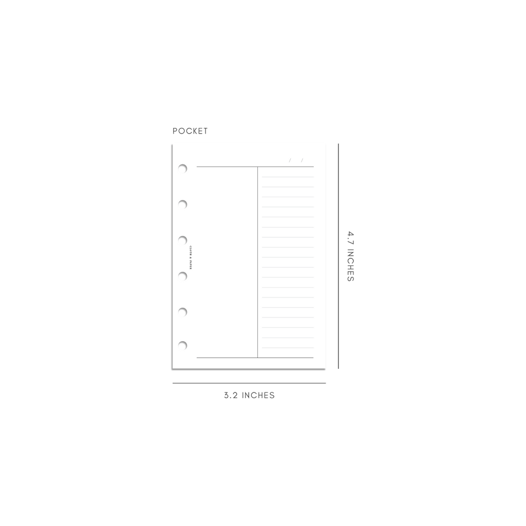 Pocket Duo Notes Planner Inserts | Blank + Lined