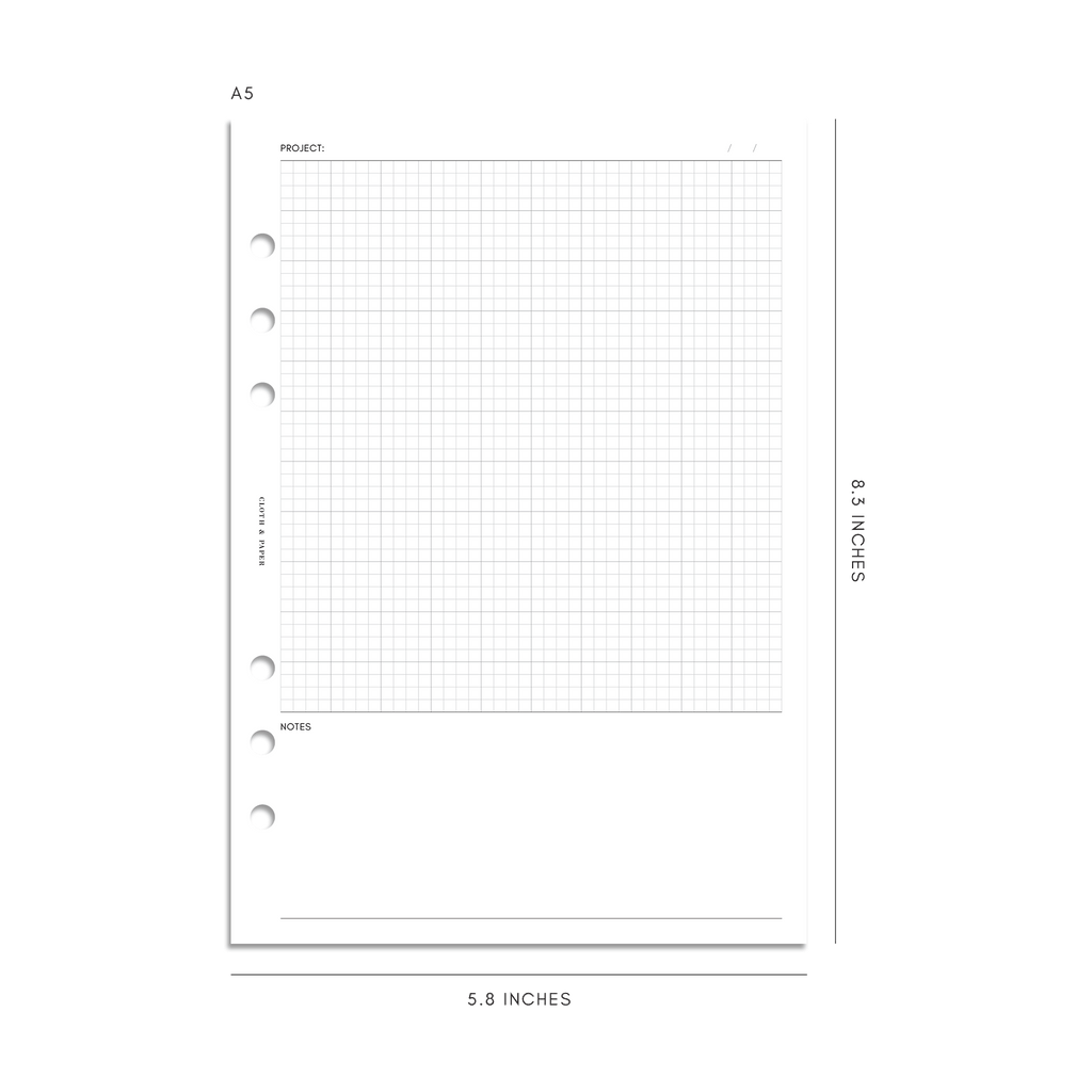 A5 6-Ring Punch Engineering Grid Planner Inserts