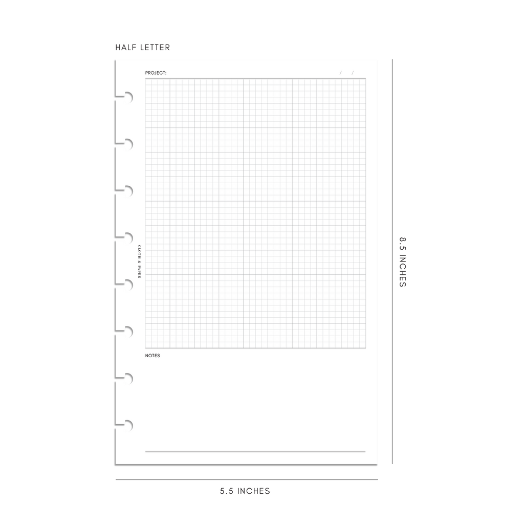 Half Letter 8-Disc Punch Engineering Grid Planner Inserts