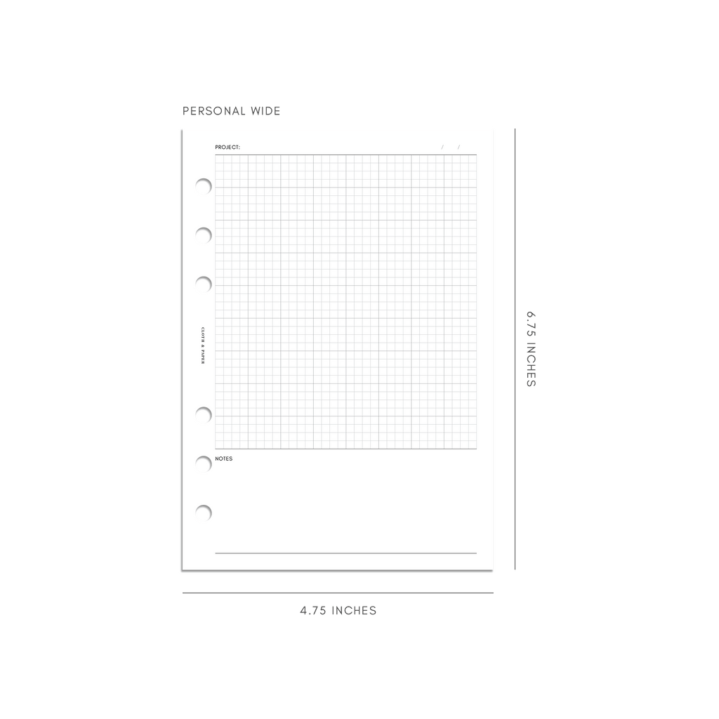 Personal Wide Engineering Grid Planner Inserts