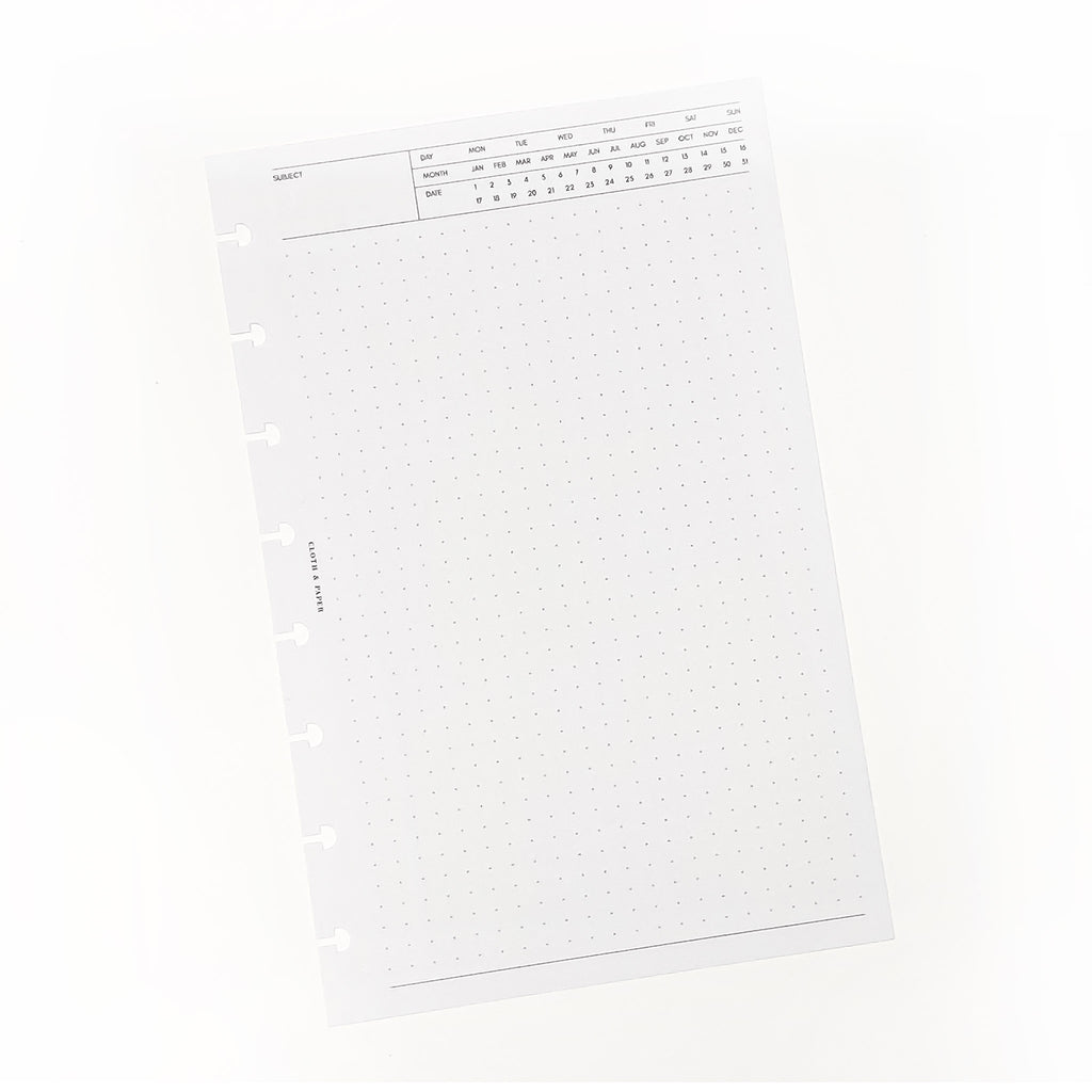 Executive Note Inserts | Dot Grid | 2nd Edition | Single Page | Cloth and Paper