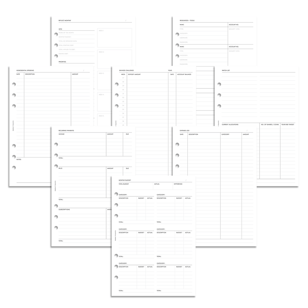 Financial Planner Insert Bundle | Refreshed Layout