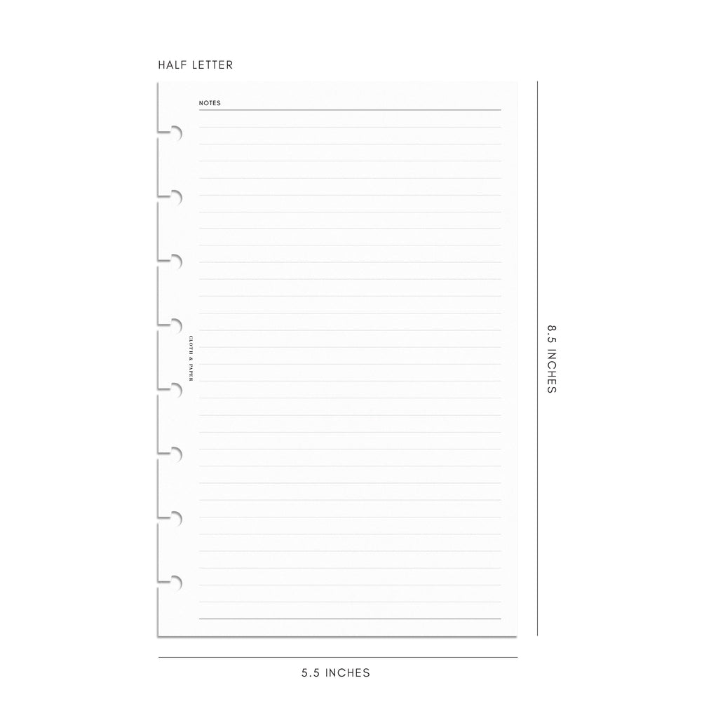 Lined Notes Planner Inserts | Cloth & Paper – CLOTH & PAPER