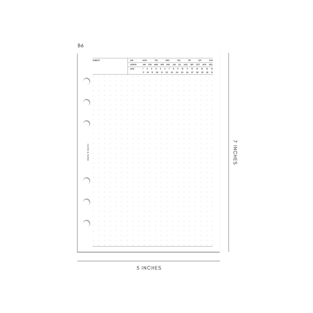 Executive Note Inserts | Dot Grid B6