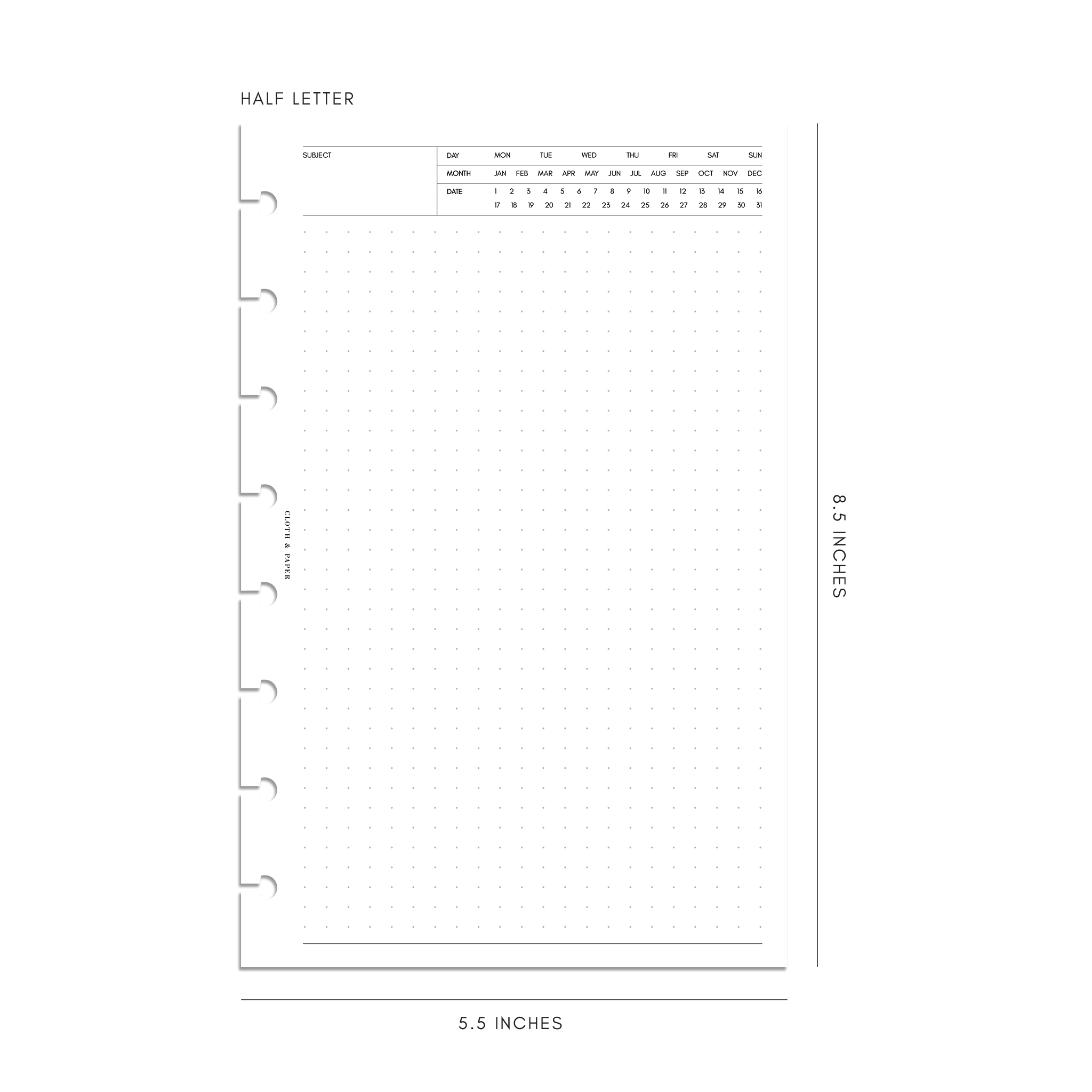 Dot Grid Notebook 8.5 x 11: Large Bullet Journal, Black Spine