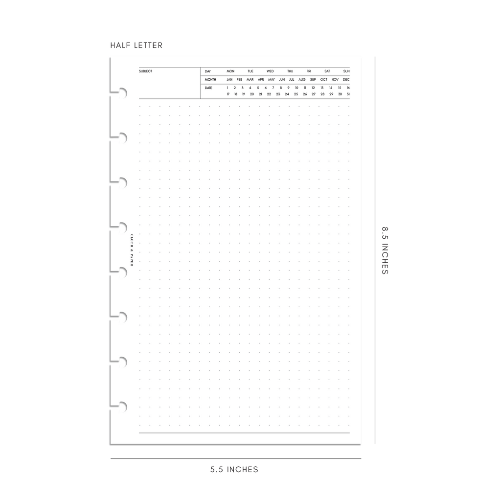 Executive Note Inserts | Dot Grid Half letter