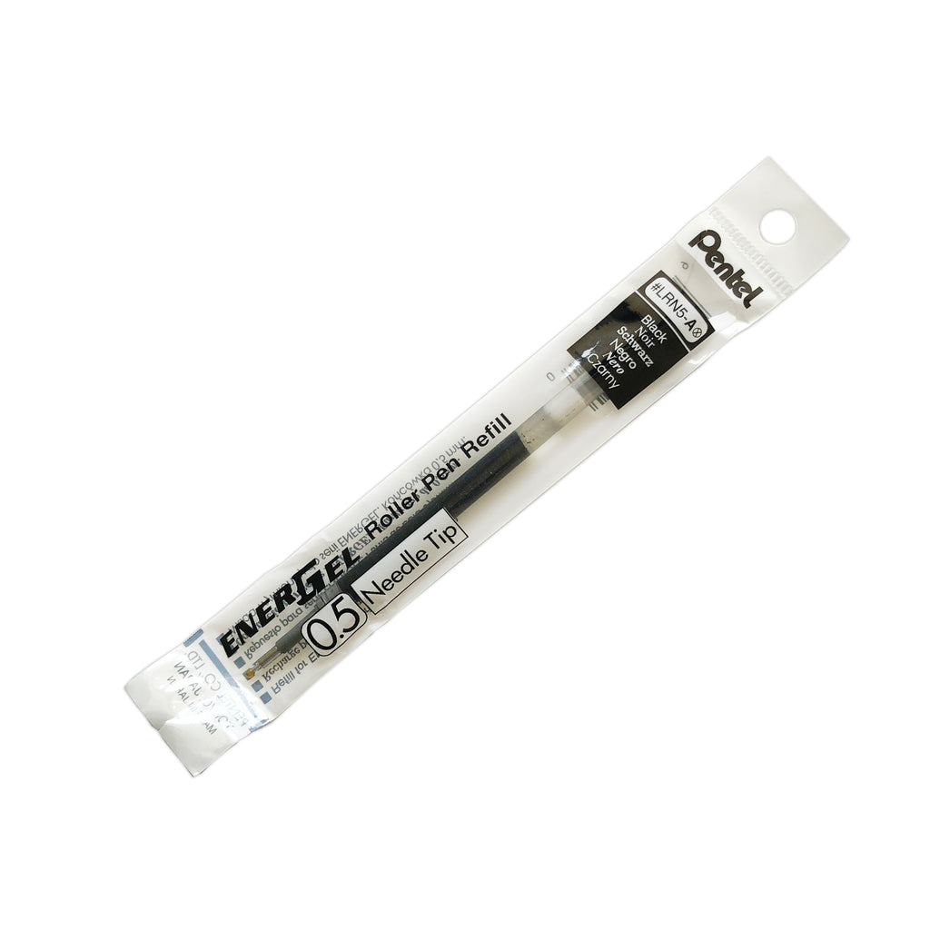 Pentel Energel Refill | Black | Cloth & Paper. Ink refill shown in its packaging tilted to the right on a white background.