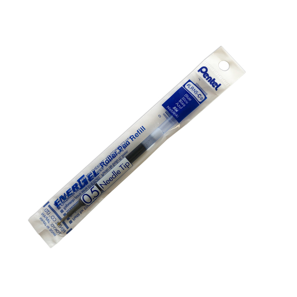 Pentel Energel Refill | Blue | Cloth & Paper. Ink refill shown in its packaging tilted to the right on a white background.