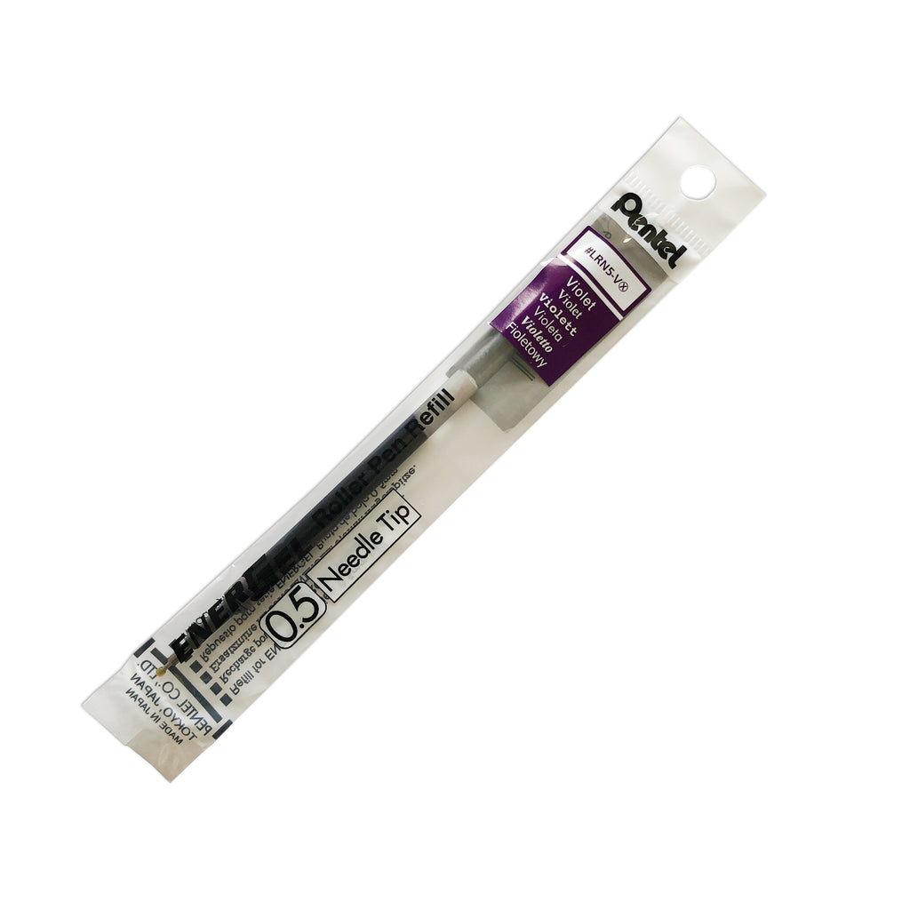 Pentel Energel Refill | Violet | Cloth & Paper. Ink refill shown in its packaging tilted to the right on a white background.