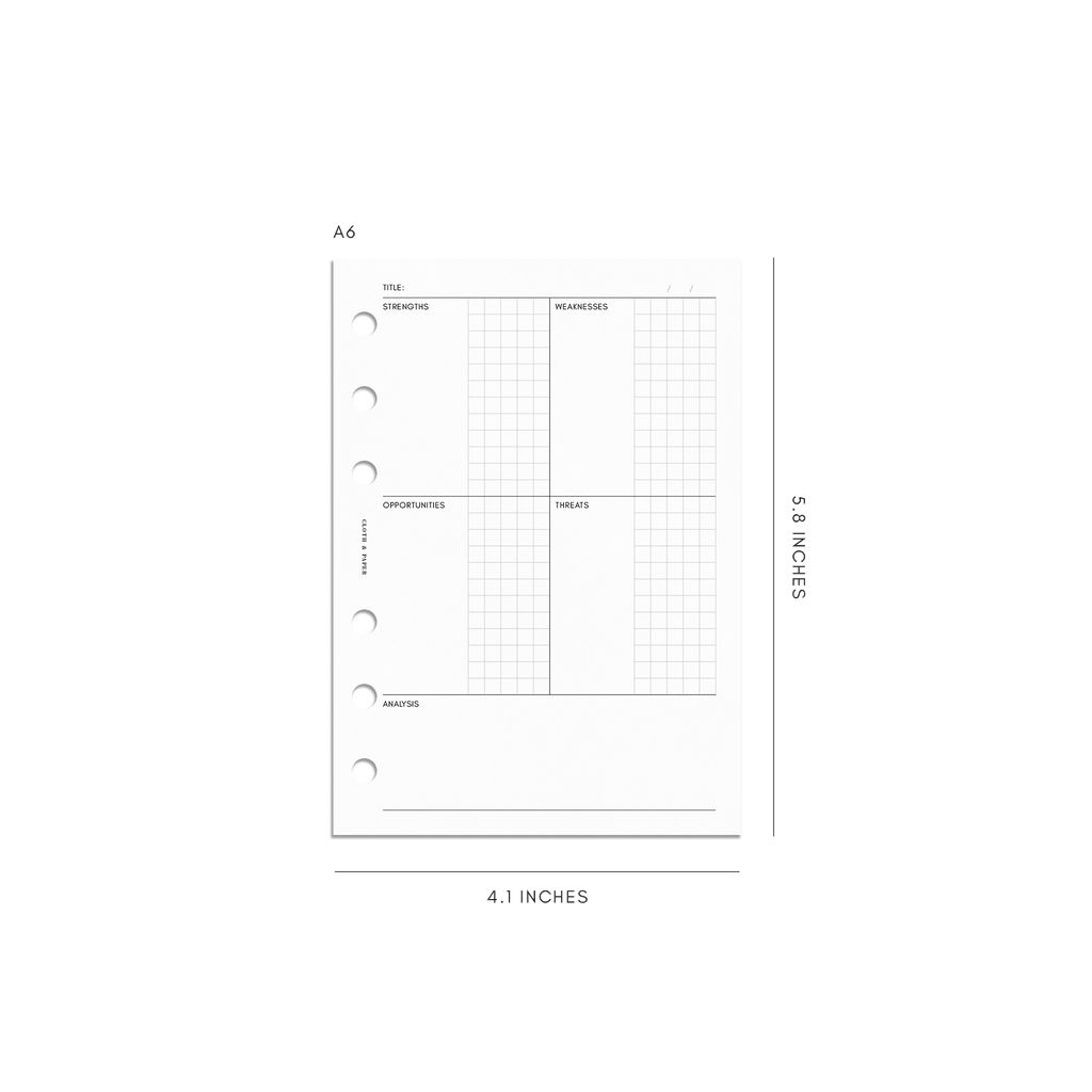 SWOT Analysis Planner Inserts | Refreshed Layout