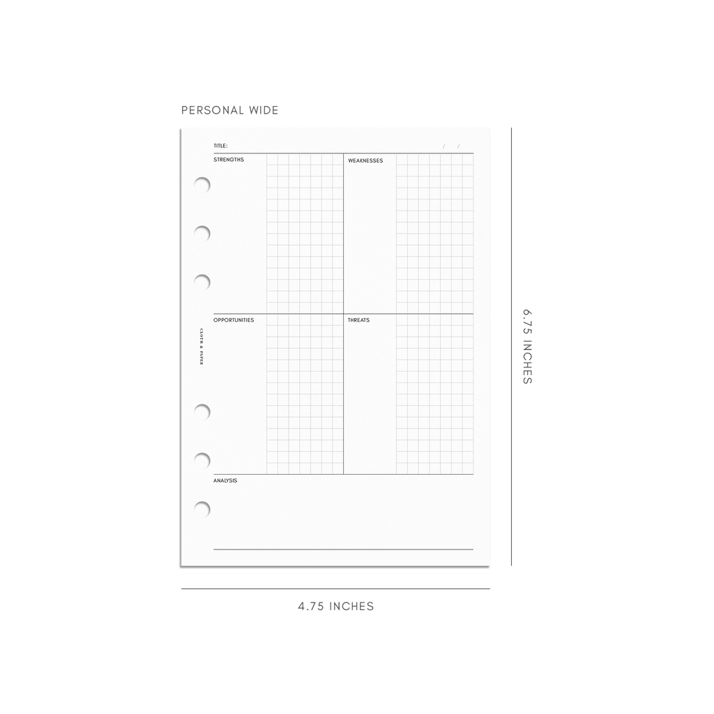 SWOT Analysis Planner Inserts | Refreshed Layout