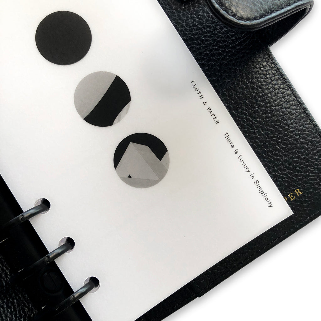 Trio Dashboard | Cloth & Paper | Black & White Transparent Vellum Minimalist Planner Dashboard