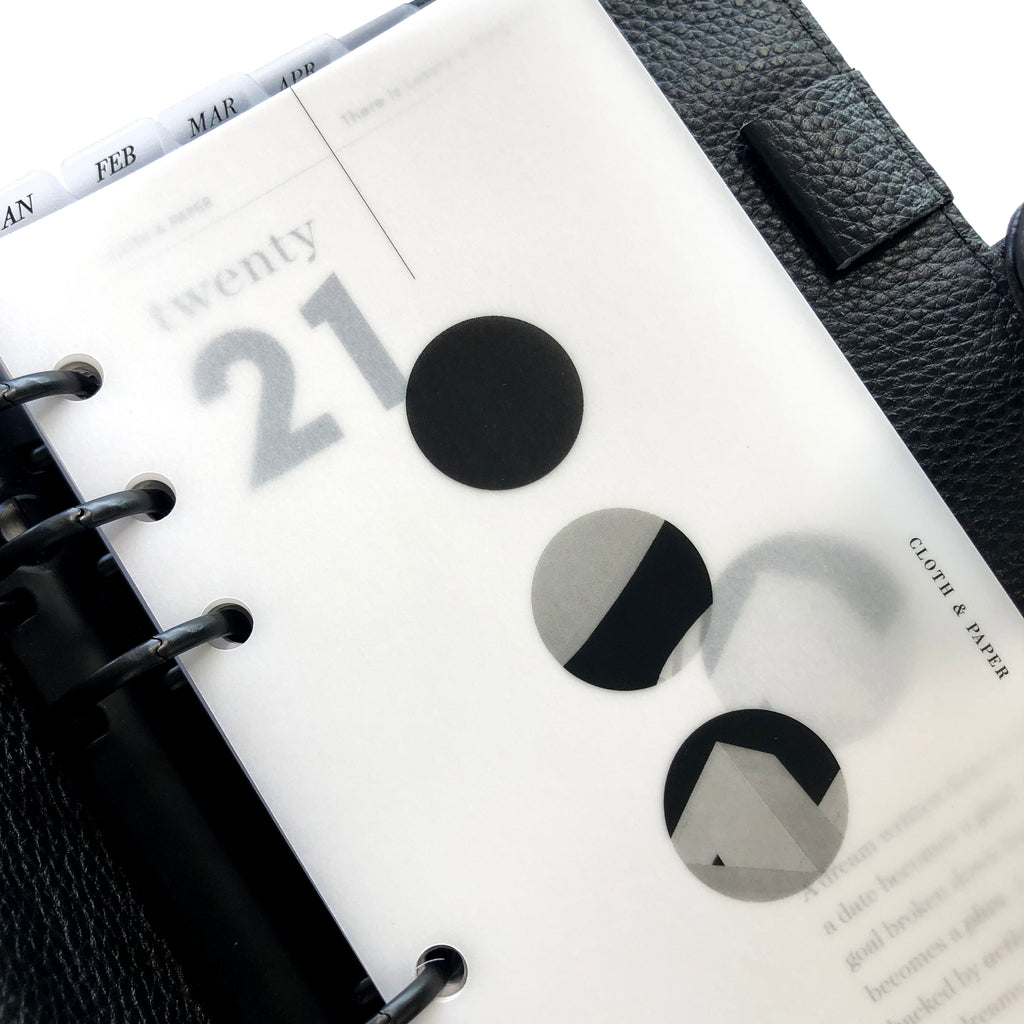 Trio Dashboard | Cloth & Paper | Black & White Transparent Vellum Minimalist Planner Dashboard | Layered Dashboard
