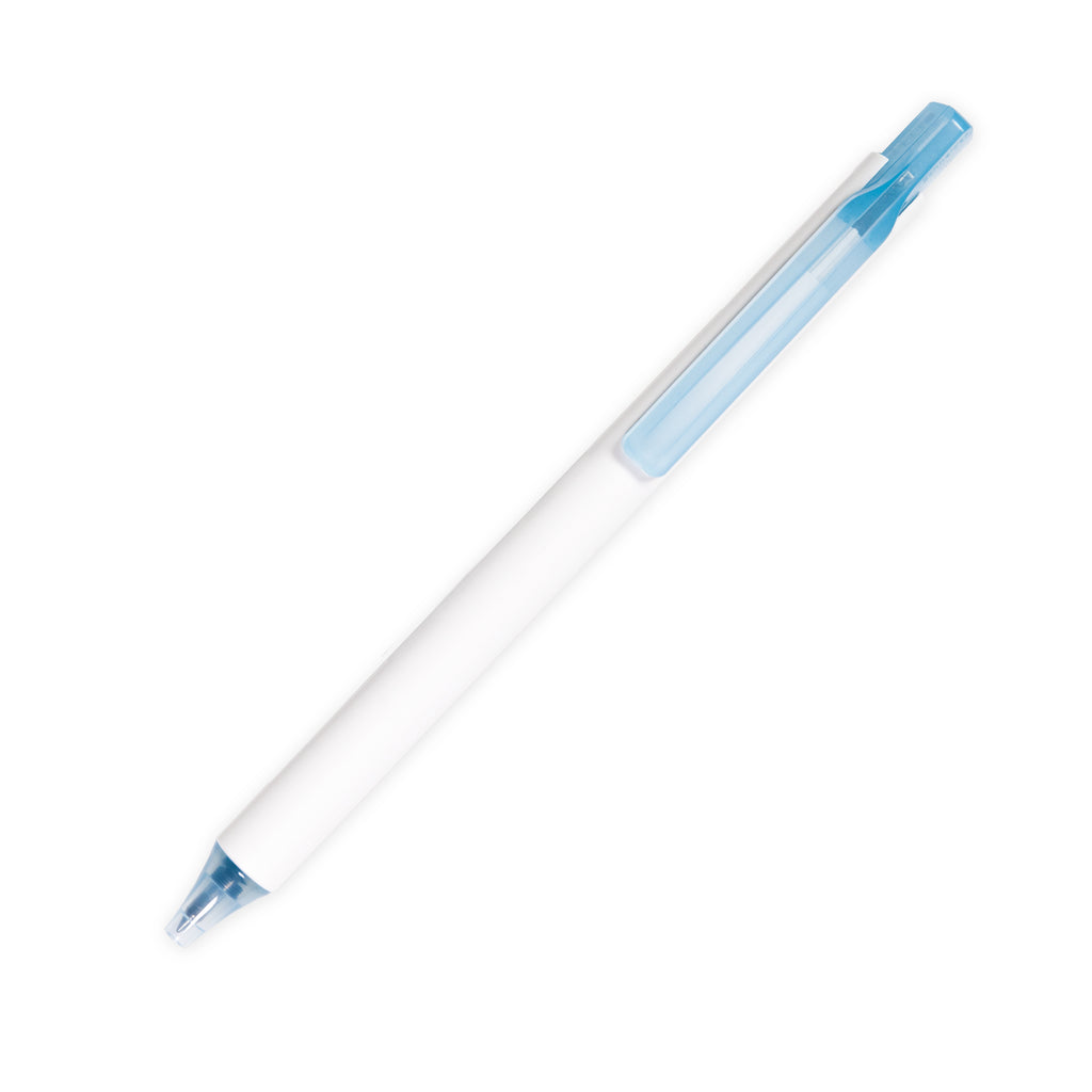 Always a Fave Pen, Light Blue, Cloth and Paper. Pen turned to the right against a white background.
