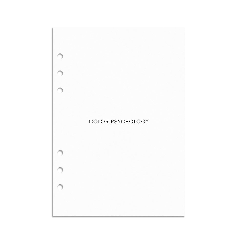 Color Psychology Planner Insert, A5, Cloth and Paper. Digital mockup of insert in A5 sizing.